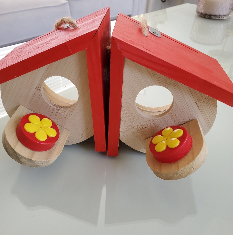 WOODEN BIRDHOUSES OUTDOOR SET OF 2